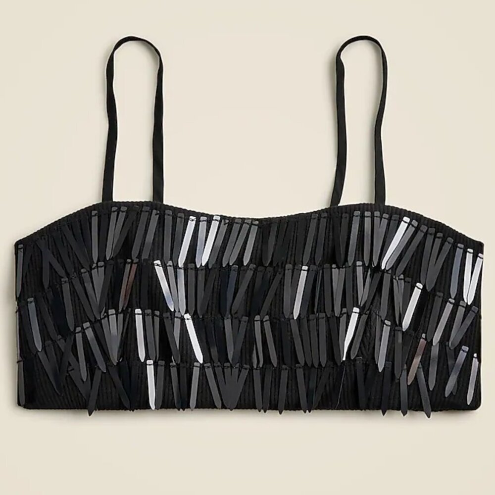 J. Crew Black Sequin Cropped Camisole